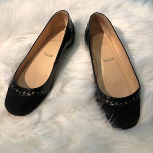 Christian Louboutin Black Flats with Gold Accents